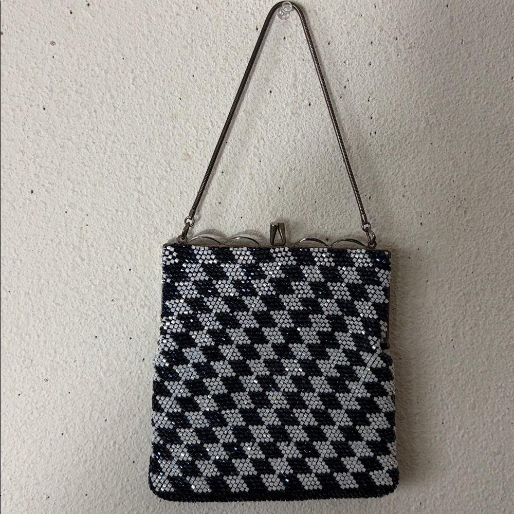 Blue and White Beaded Evening Bag